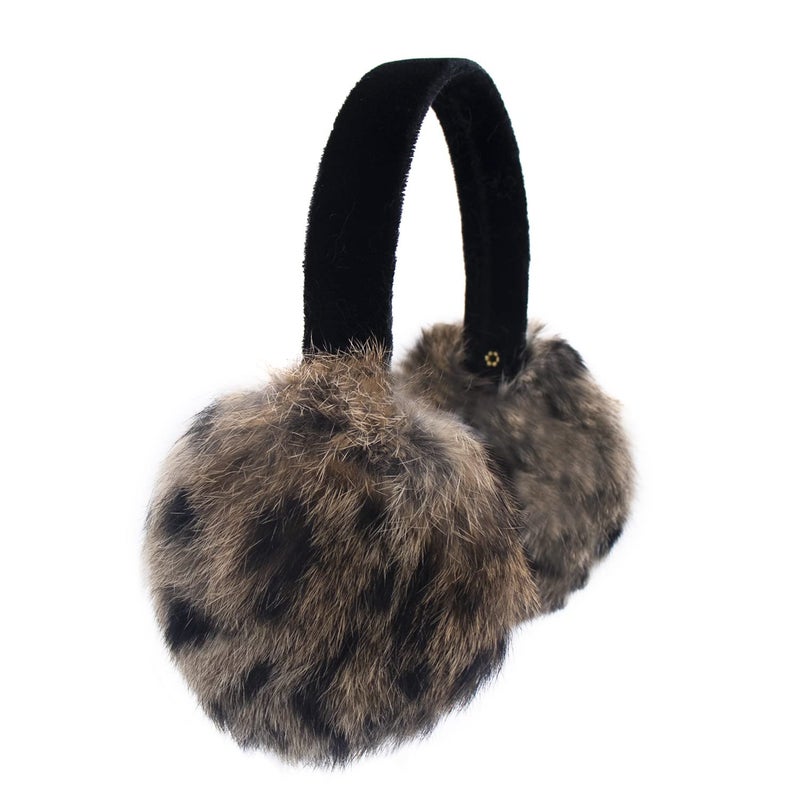 surell Long Hair Rabbit Fur Earmuff with Velvet Band Winter Ear Warmer (Heather Spot) - Image 1